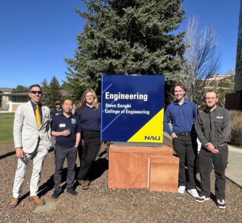 The DASL Drone-Based IR Leak Detection team outside the Steve Sanghi College of Engineering