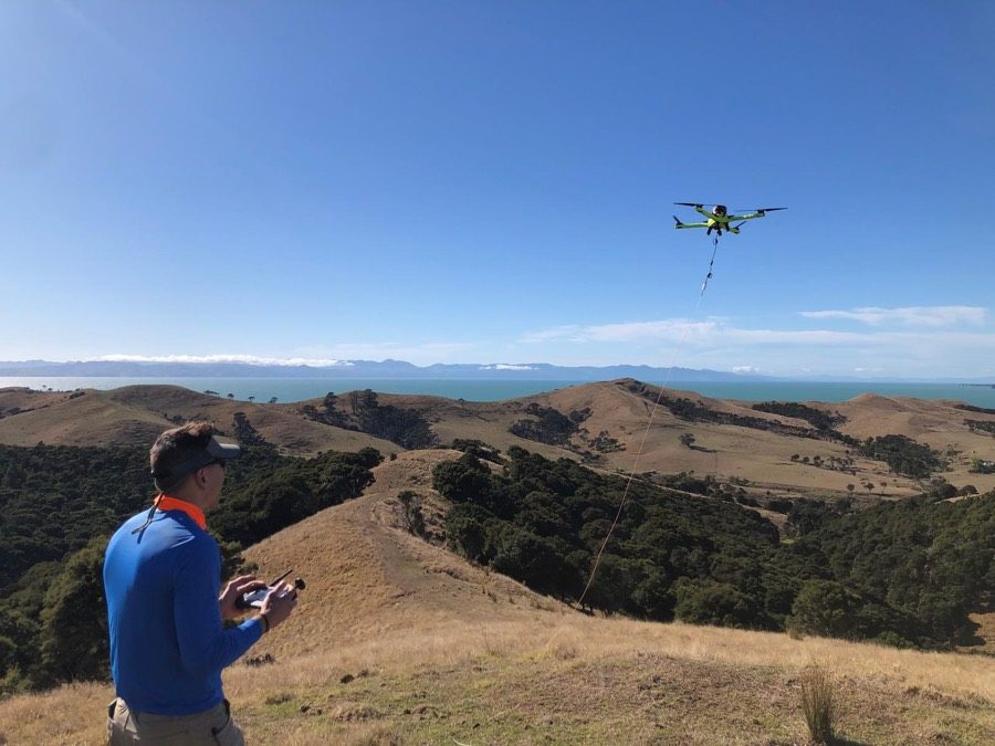 A UAV-RT pilot overlooking the Hauraki Gulf on Ponui Island, New Zealand